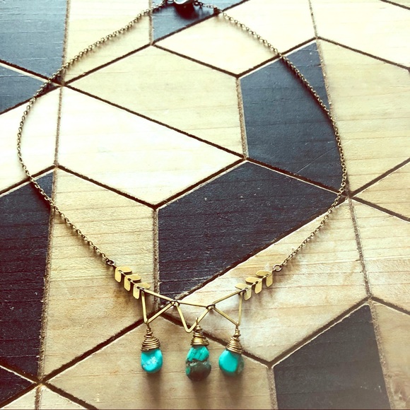 Brass necklace handmade with turquoise - Picture 1 of 1